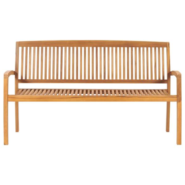 Stapelbare Gartenbank mit Auflage 159 cm Massivholz Teak