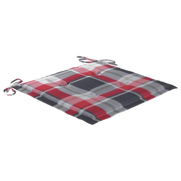 Gartenstühle 2 Stk. Rote Karomuster Kissen Massivholz Teak