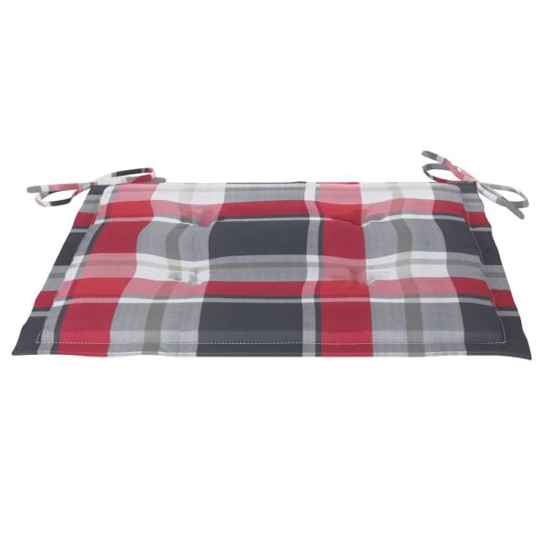 Gartenstühle 2 Stk. Rote Karomuster Kissen Massivholz Teak