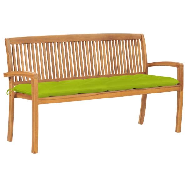 ARDEBO.de - Stapelbare Gartenbank mit Auflage 159 cm Massivholz Teak