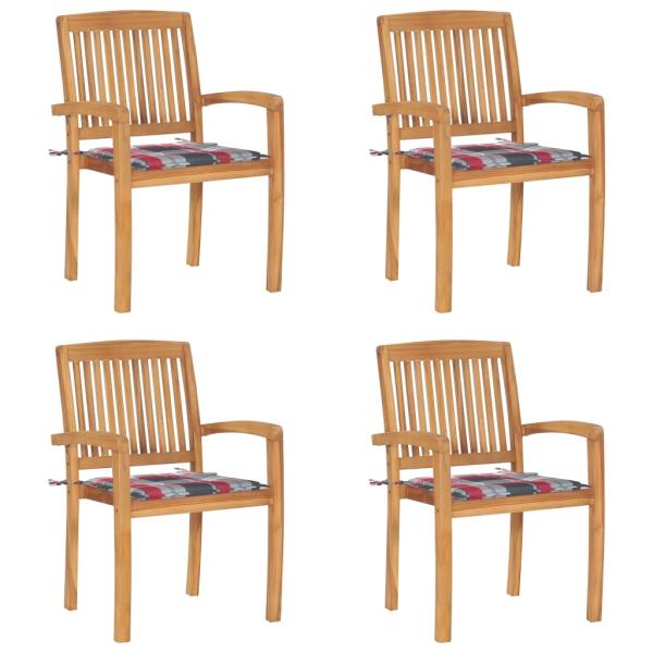 ARDEBO.de - Stapelbare Gartenstühle mit Kissen 4 Stk. Massivholz Teak