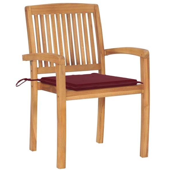 Stapelbare Gartenstühle mit Kissen 8 Stk. Massivholz Teak