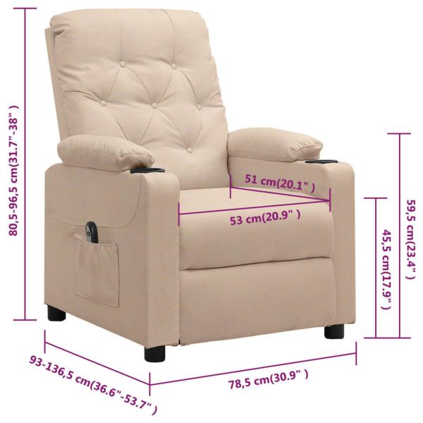 Relaxsessel Elektrisch Creme Stoff