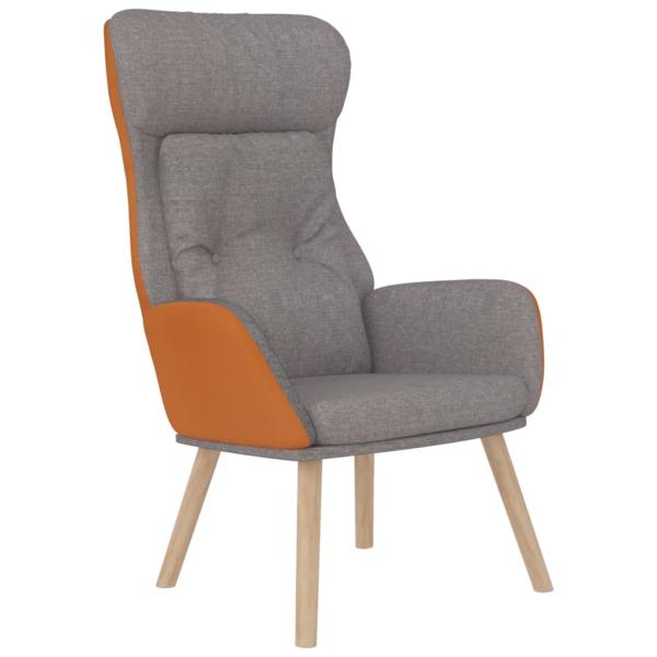 Relaxsessel mit Hocker Hellgrau Kunstleder & Stoff