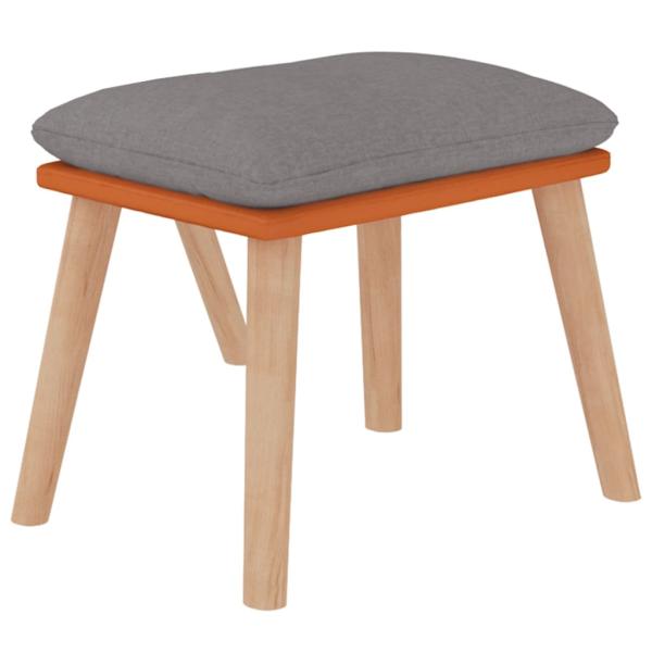 Relaxsessel mit Hocker Hellgrau Kunstleder & Stoff