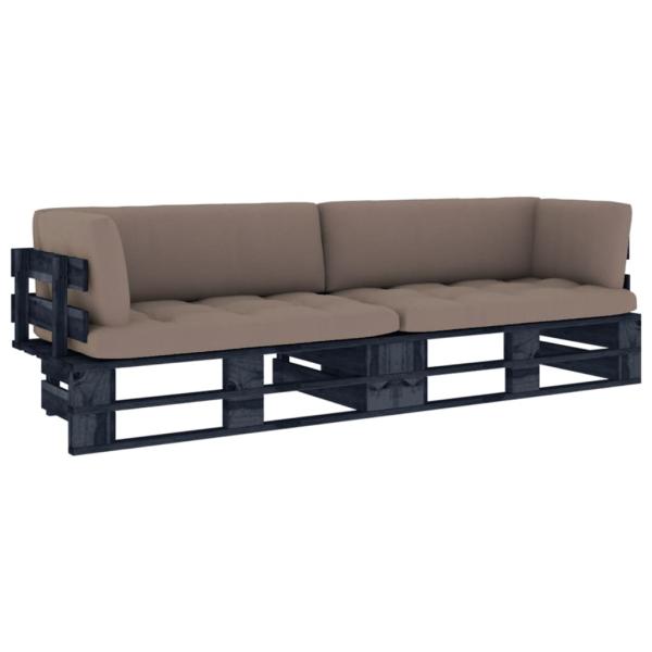 ARDEBO.de - 2-Sitzer-Palettensofa Schwarz Imprägniertes Kiefernholz