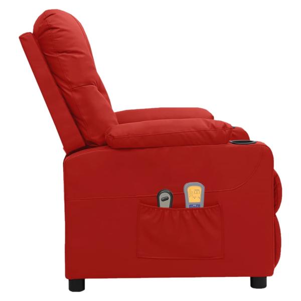 Massagesessel Elektrisch Weinrot Kunstleder