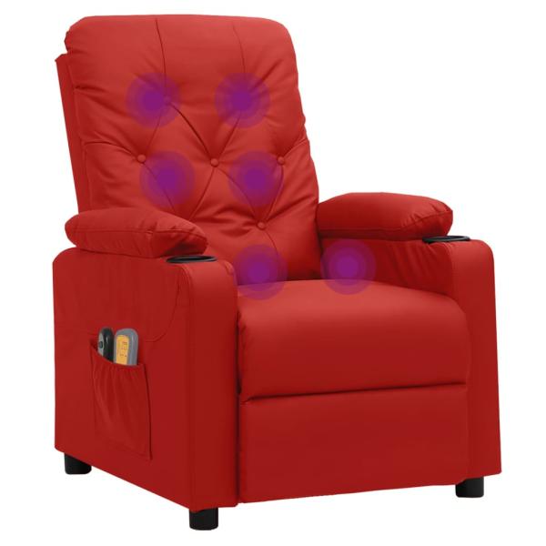 Massagesessel Elektrisch Weinrot Kunstleder