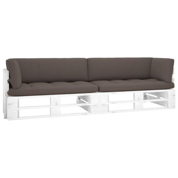 ARDEBO.de - 2-Sitzer-Palettensofa Weiß Imprägniertes Kiefernholz