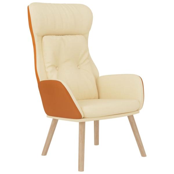 Relaxsessel mit Hocker Creme Kunstleder & Stoff
