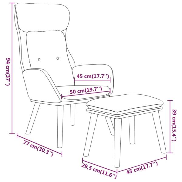 Relaxsessel mit Hocker Creme Kunstleder & Stoff