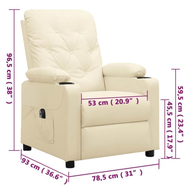 Relaxsessel Elektrisch Creme Kunstleder