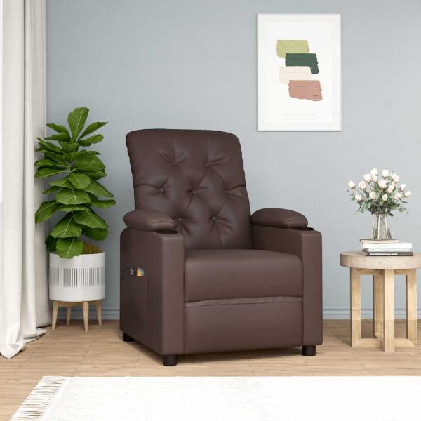 ARDEBO.de - Massagesessel mit Aufstehhilfe Braun Kunstleder