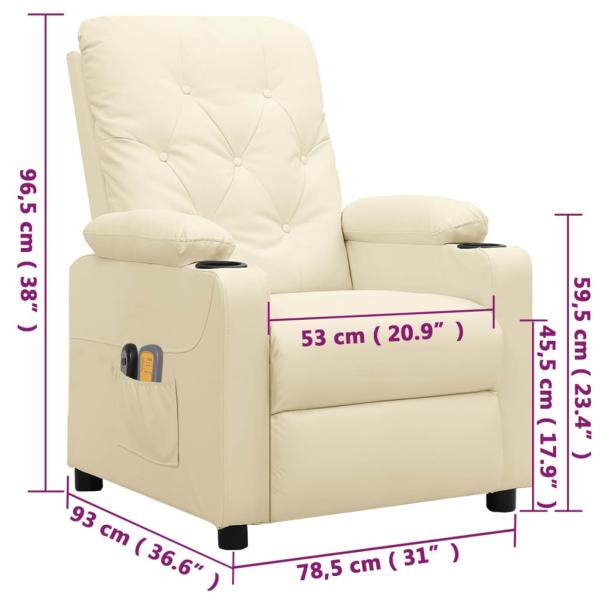 Massagesessel Elektrisch Creme Kunstleder