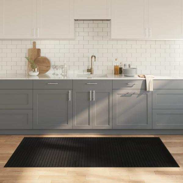 ARDEBO.de - Teppich Rechteckig Schwarz 100x200 cm Bambus