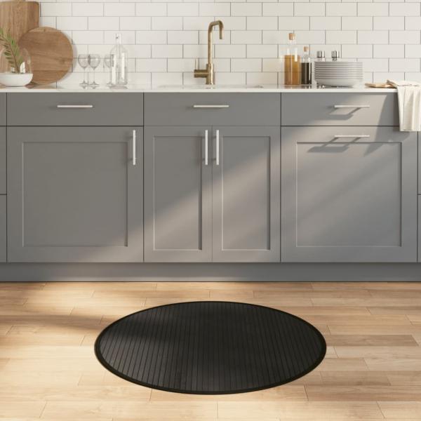 ARDEBO.de - Teppich Rund Schwarz 80 cm Bambus
