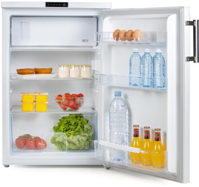 DOMO DO91122 Standkühlschränke mit Gefrierfach, 55,5 cm breit, 120 L, Supergefrierfunktion, LED-Display, weiß