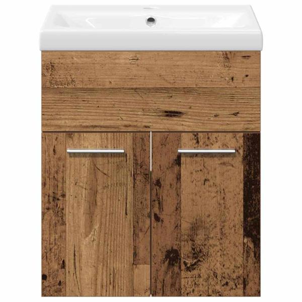 3-teiliges Badezimmermöbel Set aus altem Holz