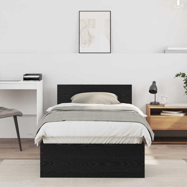 ARDEBO.de - Bettgestell ohne Matratze mit Kopfteil Schwarzes Eichenholz 75x190 cm
