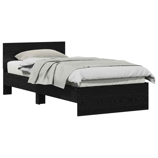 Bettgestell ohne Matratze mit Kopfteil Schwarzes Eichenholz 75x190 cm