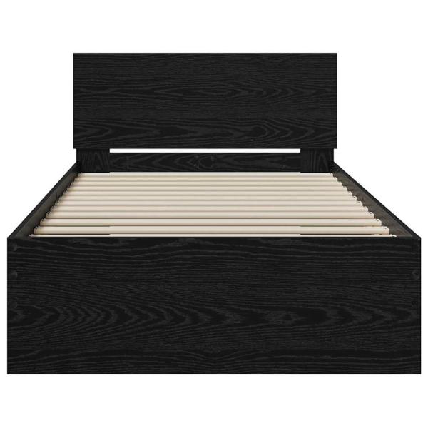Bettgestell ohne Matratze mit Kopfteil Schwarzes Eichenholz 75x190 cm
