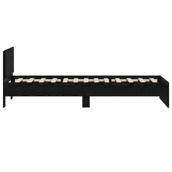 Bettgestell ohne Matratze mit Kopfteil Schwarzes Eichenholz 75x190 cm