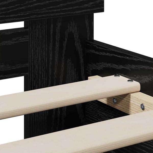 Bettgestell ohne Matratze mit Kopfteil Schwarzes Eichenholz 75x190 cm