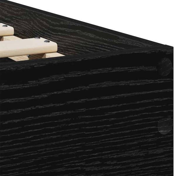 Bettgestell ohne Matratze mit Kopfteil Schwarzes Eichenholz 75x190 cm