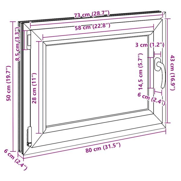 Kellerfenster "RISOR" 80x50 cm Drehkipp DIN Links Weiß