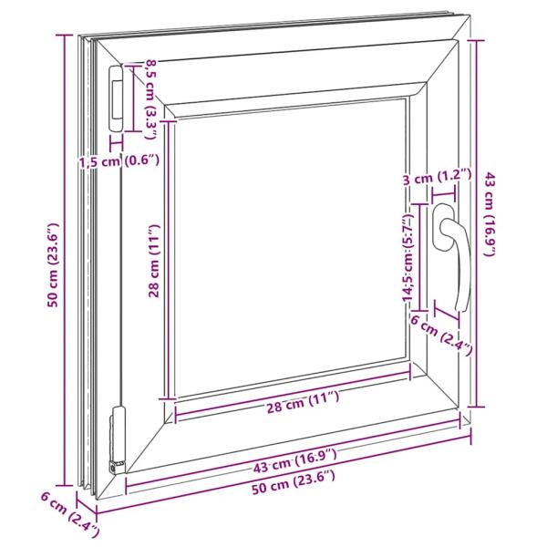 Kellerfenster "RISOR" 50x50 cm Drehkipp DIN Links Weiß