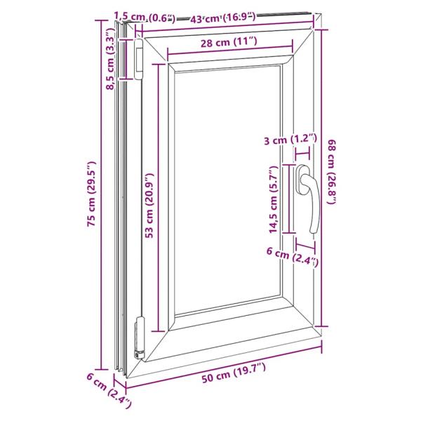 Kellerfenster "RISOR" 50x75 cm Drehkipp DIN Links Weiß