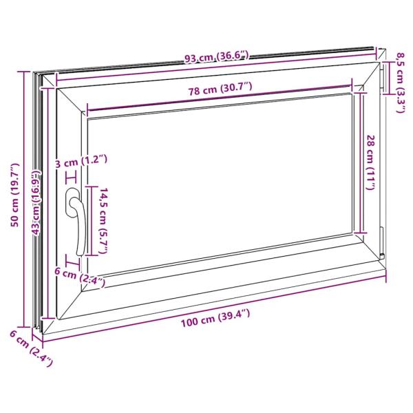 Kellerfenster "RISOR" 100x50 cm Drehkipp DIN Rechts Weiß