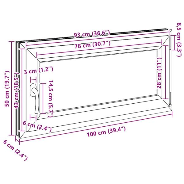 Kellerfenster "RISOR" 100x50 cm Drehkipp DIN Rechts Anthrazit