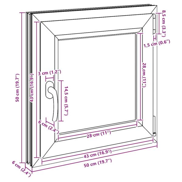 Kellerfenster "RISOR" 50x50 cm Drehkipp DIN Rechts Anthrazit