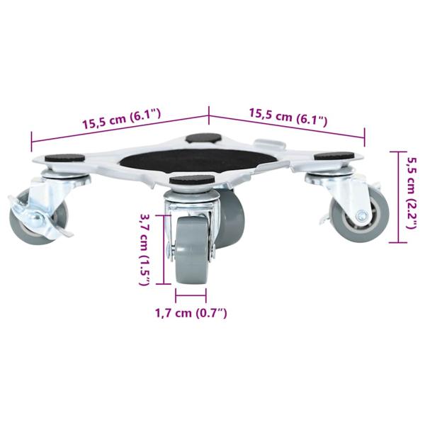 Möbelrollen 4 Stk. mit Heber 15,5x15,5x5,5 cm Stahl 1000 kg
