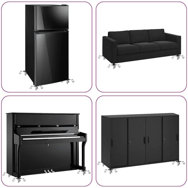 Möbelrollen 4 Stk. mit Heber 15,5x15,5x5,5 cm Stahl 1000 kg