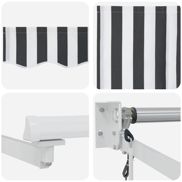 Markise Einziehbar Anthrazit und Weiß 5x3 m Stoff und Aluminium