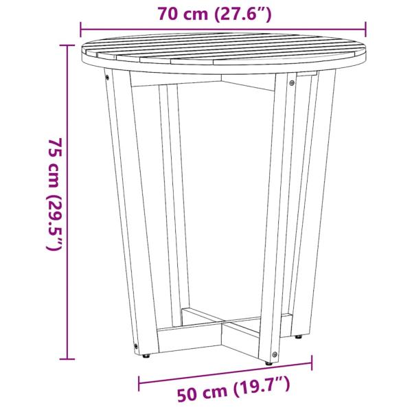 Garten-Beistelltisch Rund Ø70x75 cm Massivholz Akazie