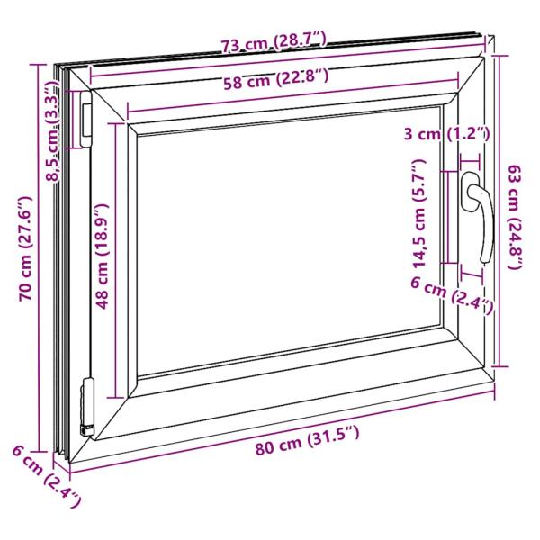 Kellerfenster "RISOR" 80x70 cm Drehkipp DIN Links Weiß