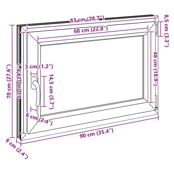 Kellerfenster "RISOR" 90x70 cm Drehkipp DIN Rechts Weiß