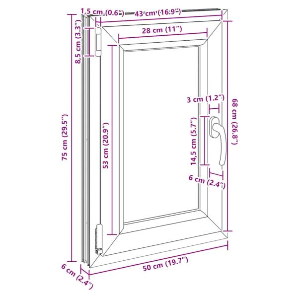 Kellerfenster "RISOR" 50x75 cm Drehkipp DIN Links Anthrazit