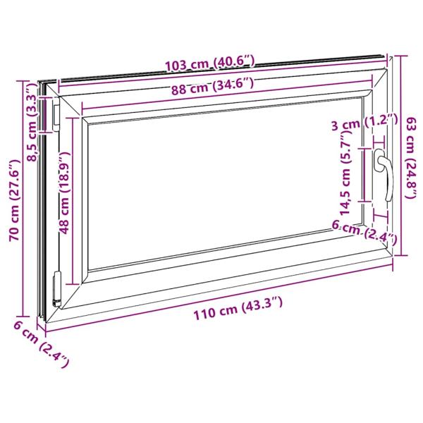 Kellerfenster "RISOR" 110x70 cm Drehkipp DIN Links Anthrazit