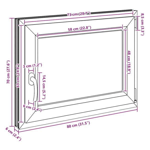 Kellerfenster "RISOR" 80x70 cm Drehkipp DIN Rechts Anthrazit