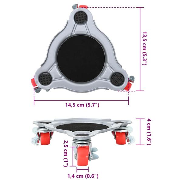 Möbelrollen 4 Stk. mit Heber 14,5x13,5x4 cm Stahl 400 kg