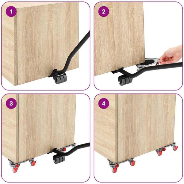 Möbelrollen 4 Stk. mit Heber 14,5x13,5x4 cm Stahl 400 kg