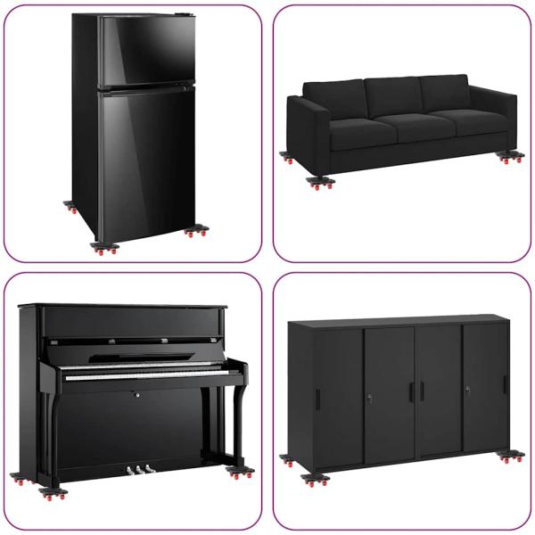 Möbelrollen 4 Stk. mit Heber Schwarz 13,5x13,5x4,2 cm 300 kg