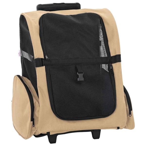 ARDEBO.de - Trolley für Haustiere 3-in-1 Sandfarbe 48x32x57 cm cm Oxford-Gewebe