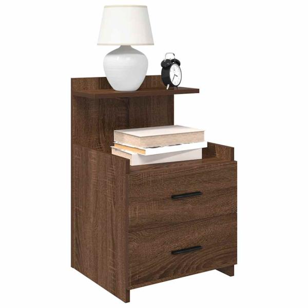 ARDEBO.de - Nachttisch mit 2 Schubladen Braune Eiche 40x36,5x62 cm