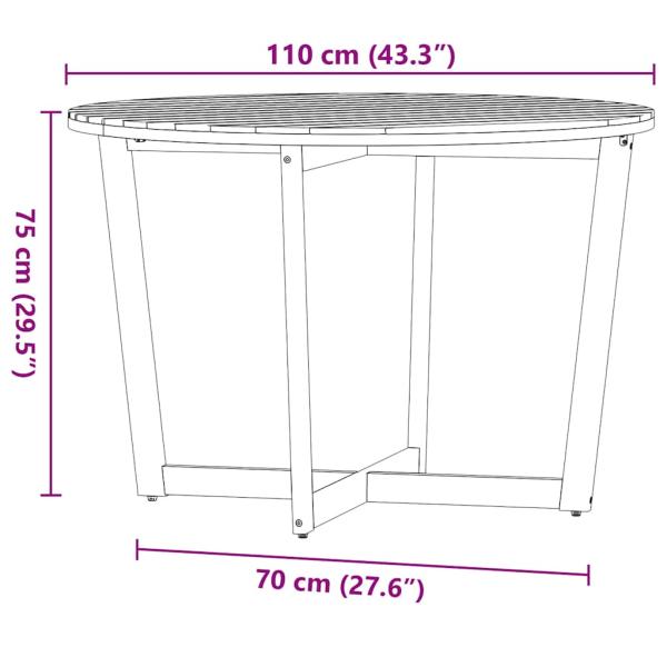 Garten-Esstisch Rund Ø110x75 cm Massivholz Akazie