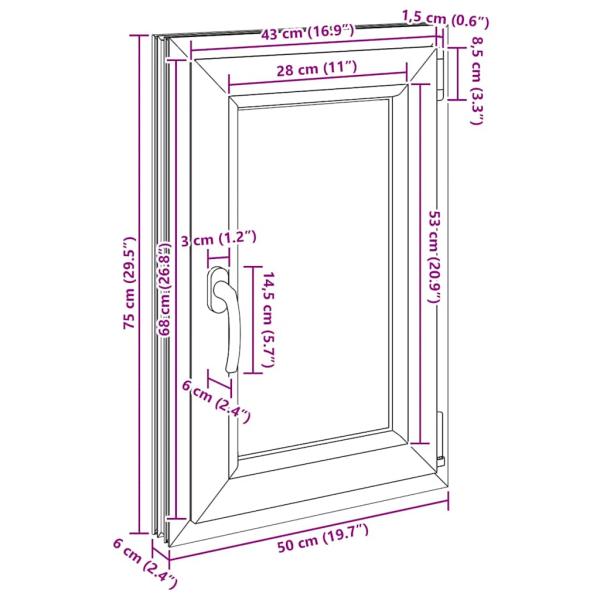 Kellerfenster "RISOR" 50x75 cm Drehkipp DIN Links Weiß